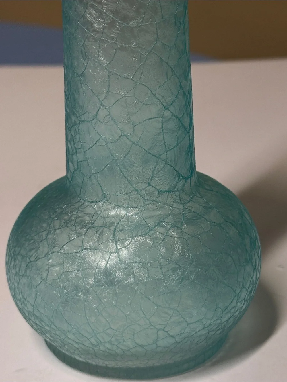 Vase Pale blue Crackle 7.5” Satin Glass Vase